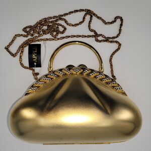 Apple Women's VTG Y2K Gold-tone Metal Minaudiere-style Formal Evening Purse NWT
